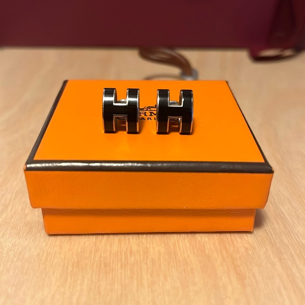Hermes authentic earrings. Large “H” studs.